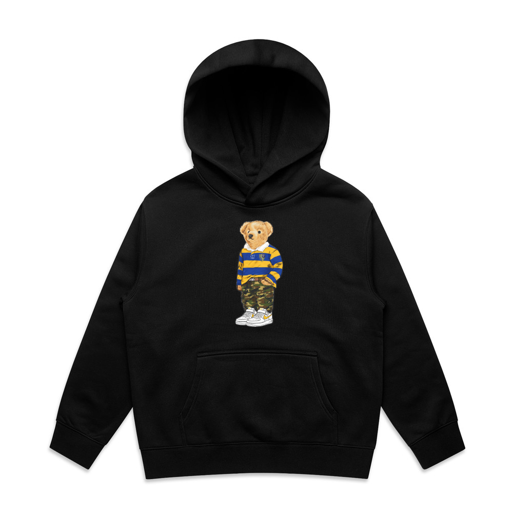 Cheltenham Sarcens RFC -Kids Relaxed Hood - PRINTED Bear - Black