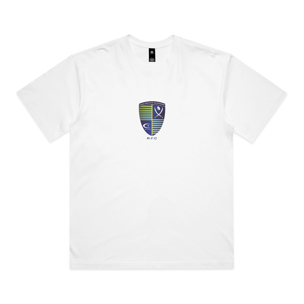 Cheltenham Sarcens RFC - Men's Box Tee - Central Logo - White
